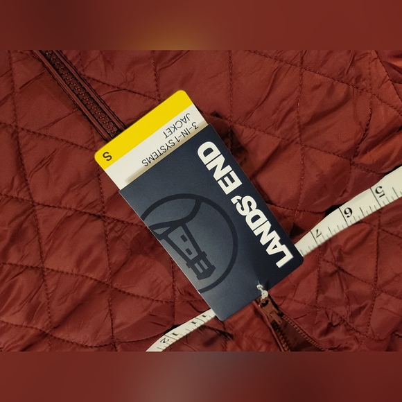 NWT LANDS END 3 in 1 coat/vest burgundy womens small - Picture 9 of 15